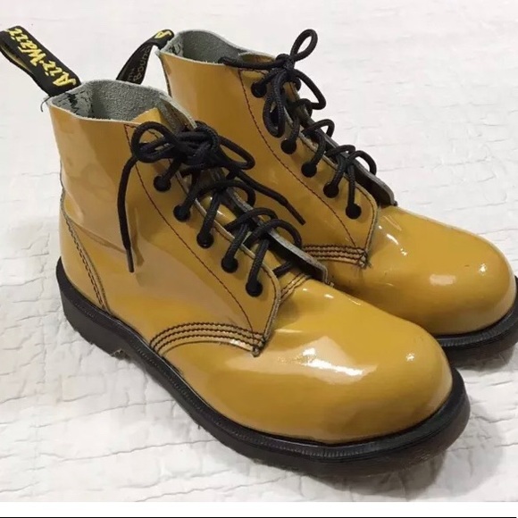 yellow patent doc martens